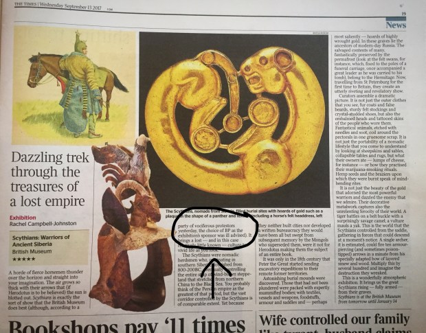 Photo of Times with paragraph marked